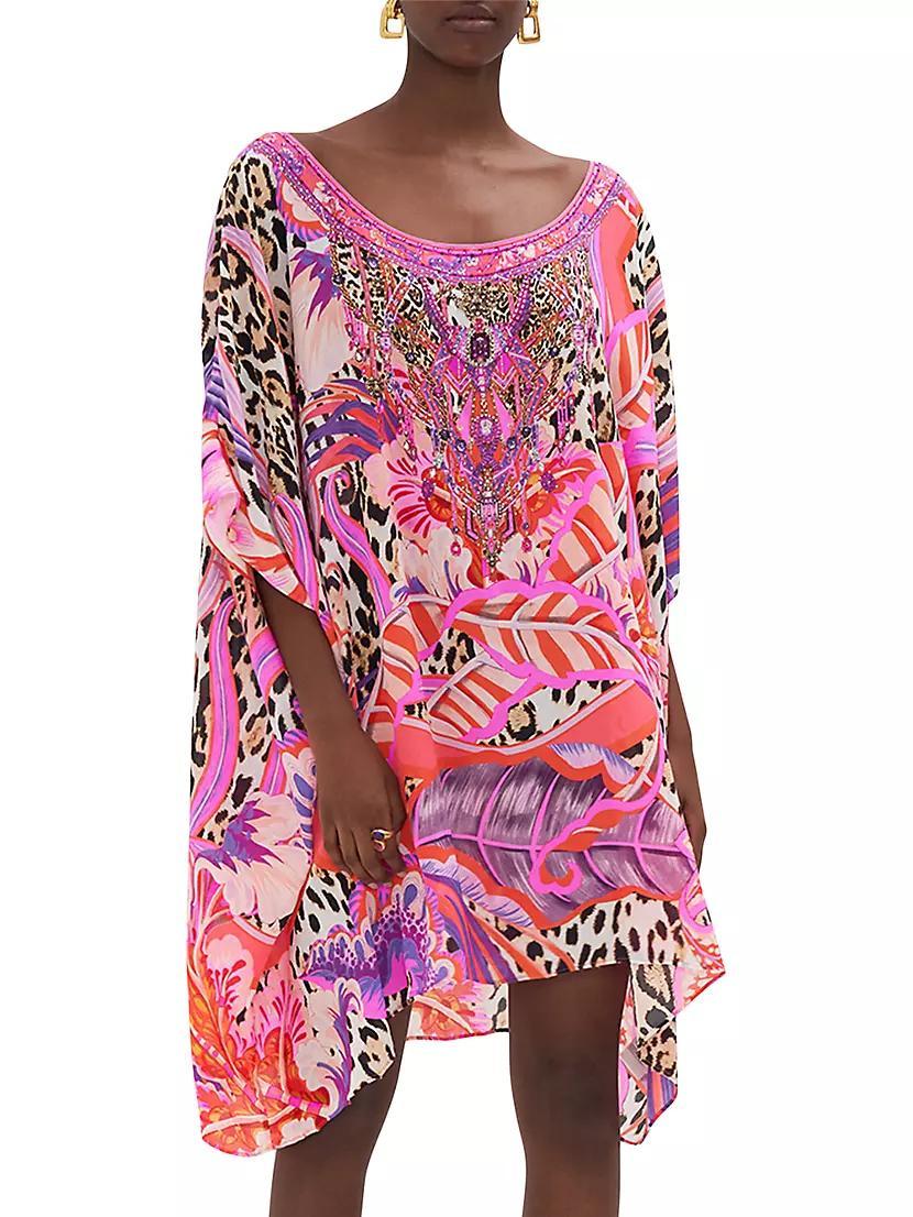 Leopard Leaf Silk Mini Caftan Product Image