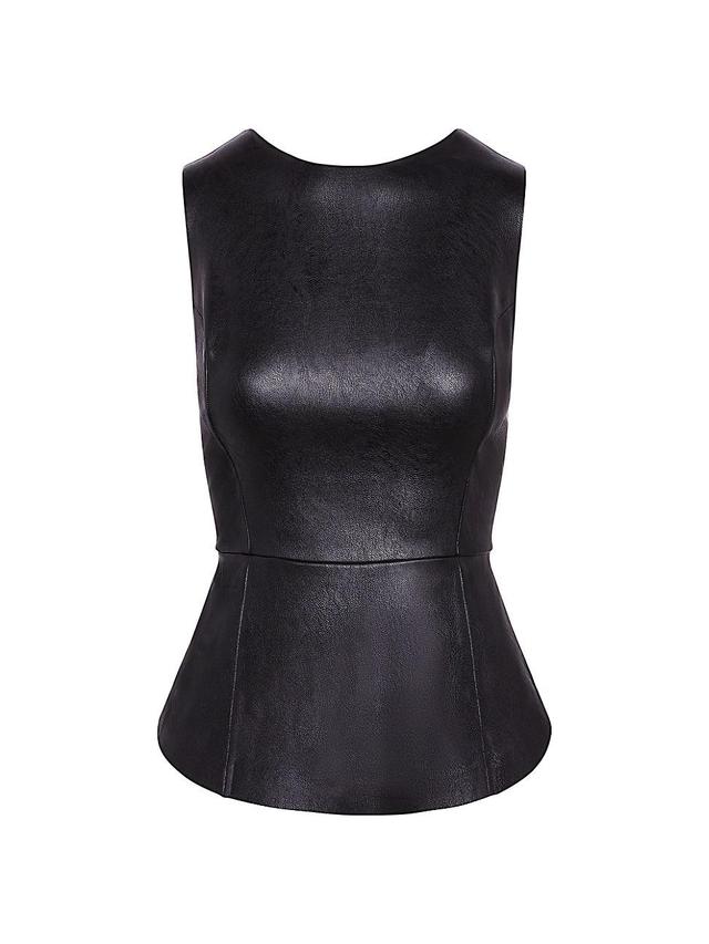 Womens Faux Leather Peplum Vest Product Image