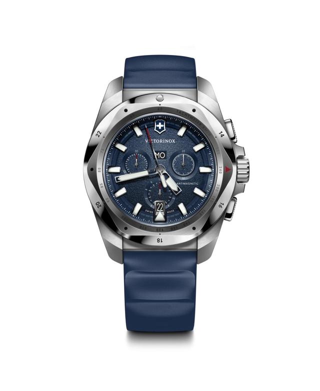 Victorinox Mens I.n.o.x. Quartz Chronograph Rubber Strap Watch 43mm - Blue Product Image