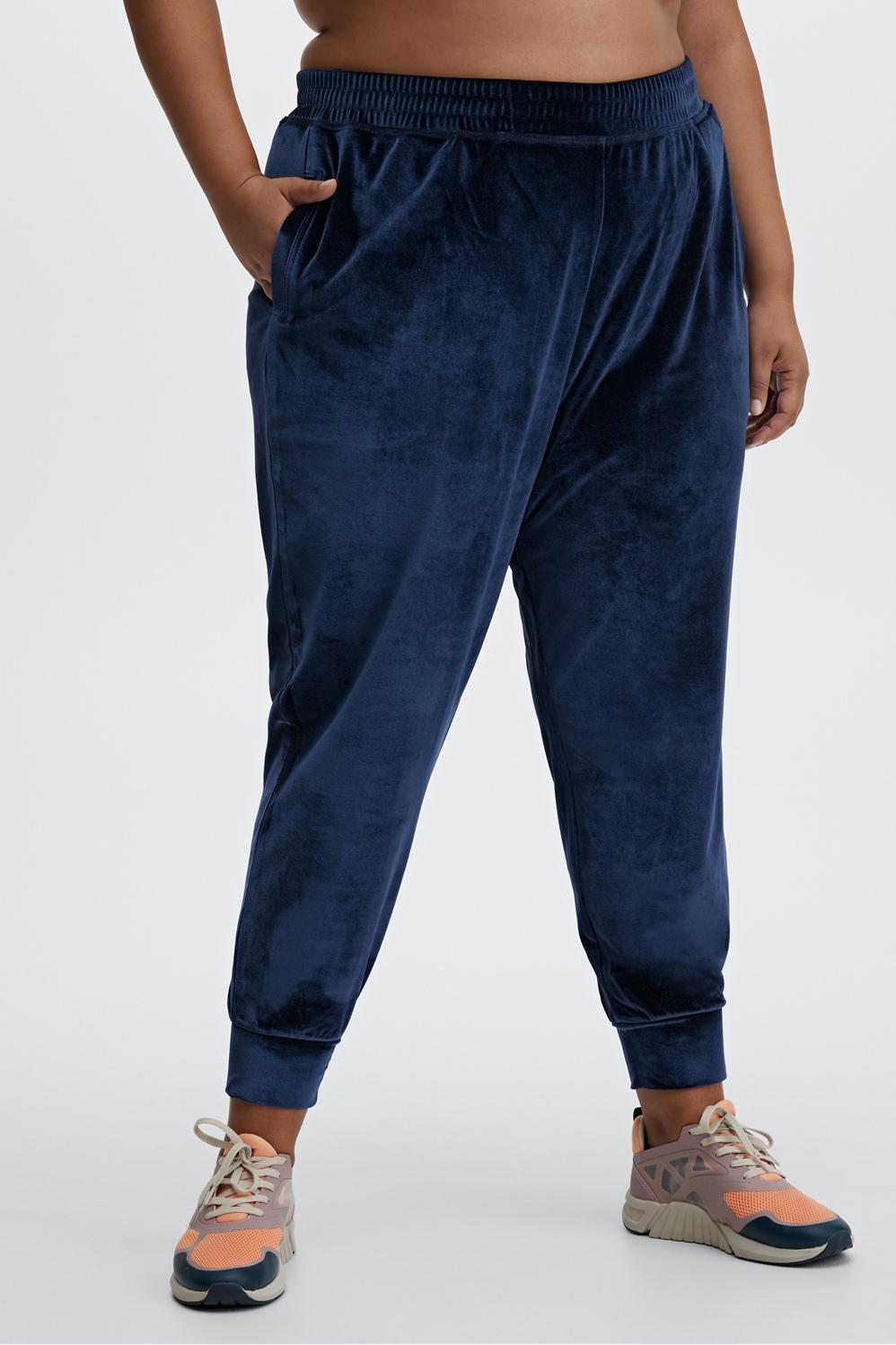 Fabletics Luxe Velour Jogger Womens blue plus Size 4X Product Image