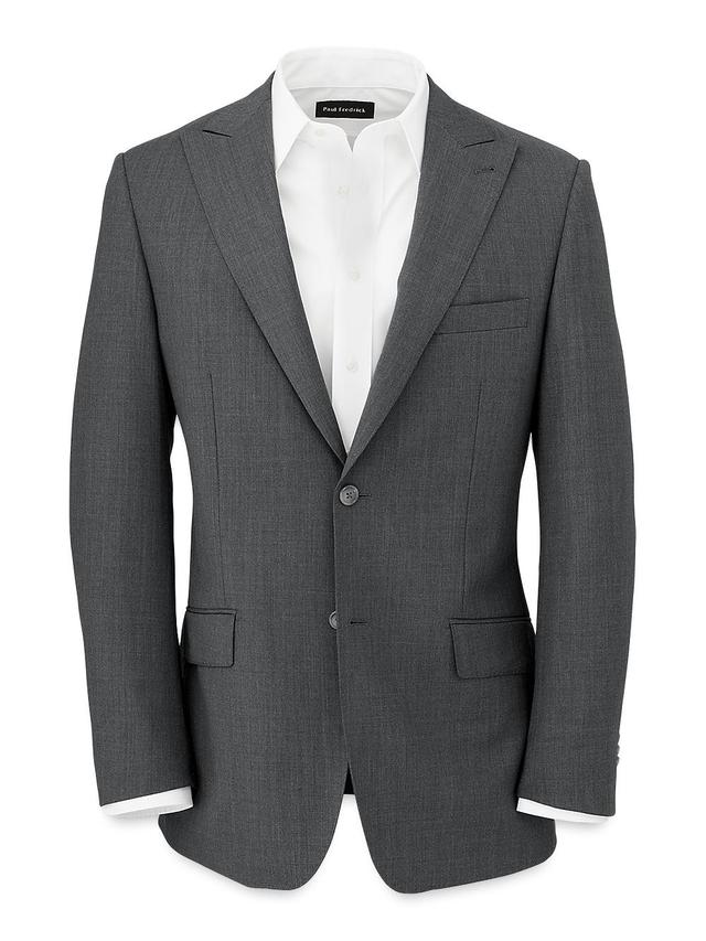 Wool Stretch Bengaline Peak Lapel Suit Jacket - Grey Product Image