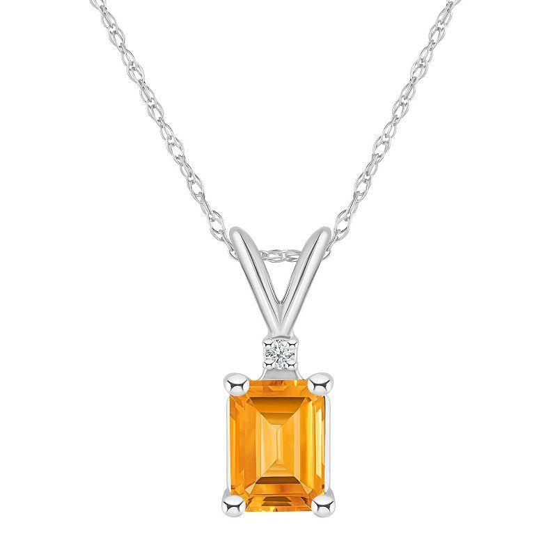 Belk & Co 14K Gold 7X5 Emerald Cut Citrine Diamond Accent Pendant Product Image