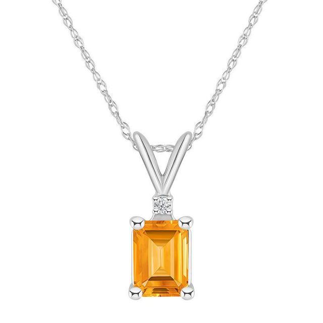 Citrine (1 ct. t.w.) and Diamond Accent Pendant Necklace in 14K Yellow Gold or 14K White Gold Product Image