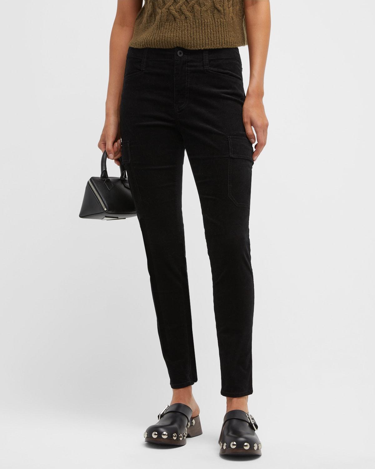 Womens Stretch-Suede Cropped Pants Product Image