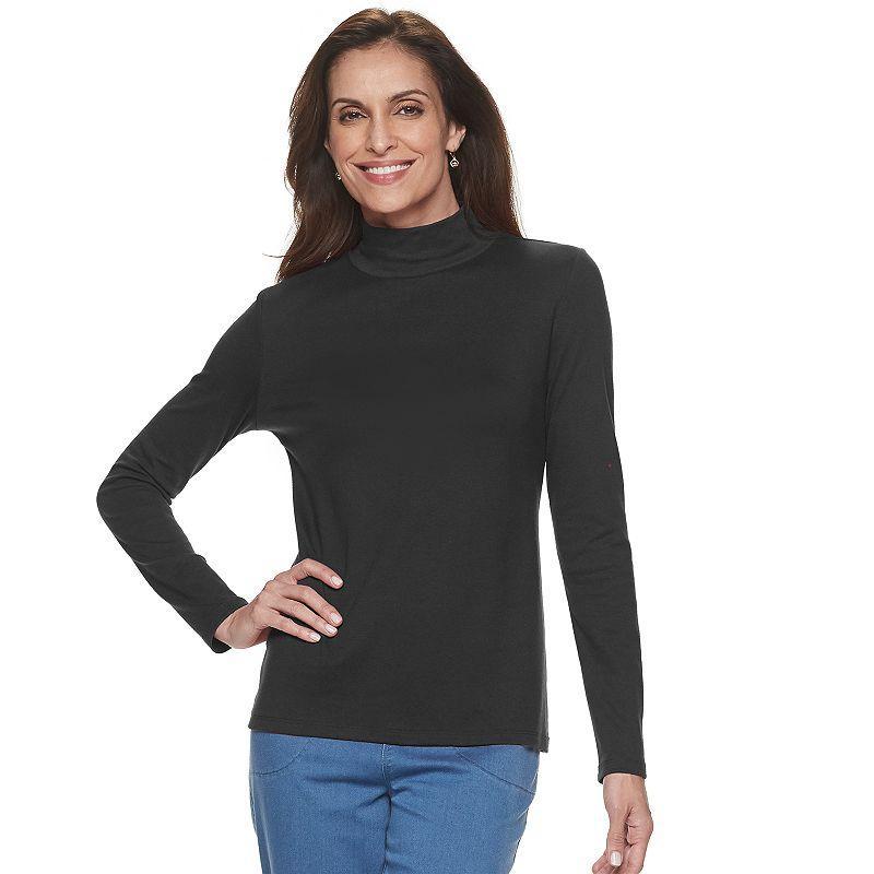 Womens Croft & Barrow Essential Long-Sleeve Mockneck Top Product Image