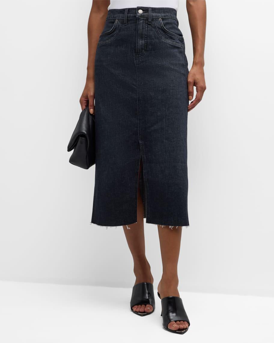 Victoria Denim Midi Skirt with Double Pockets Product Image