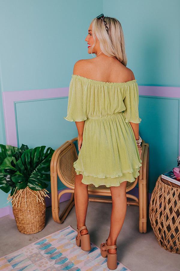 Flight Plans Pleated Dress In Lime Punch Product Image