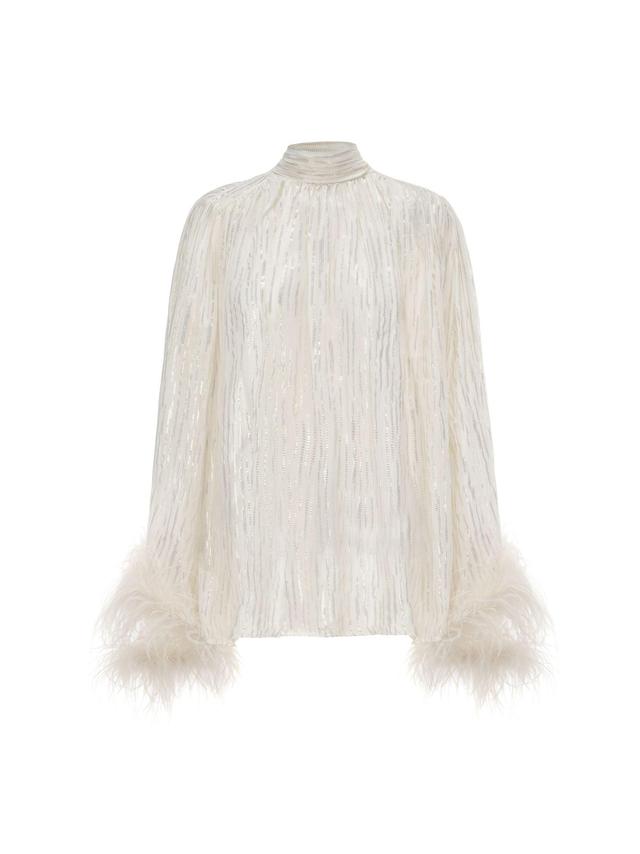 Keira Feather Top (White) Product Image