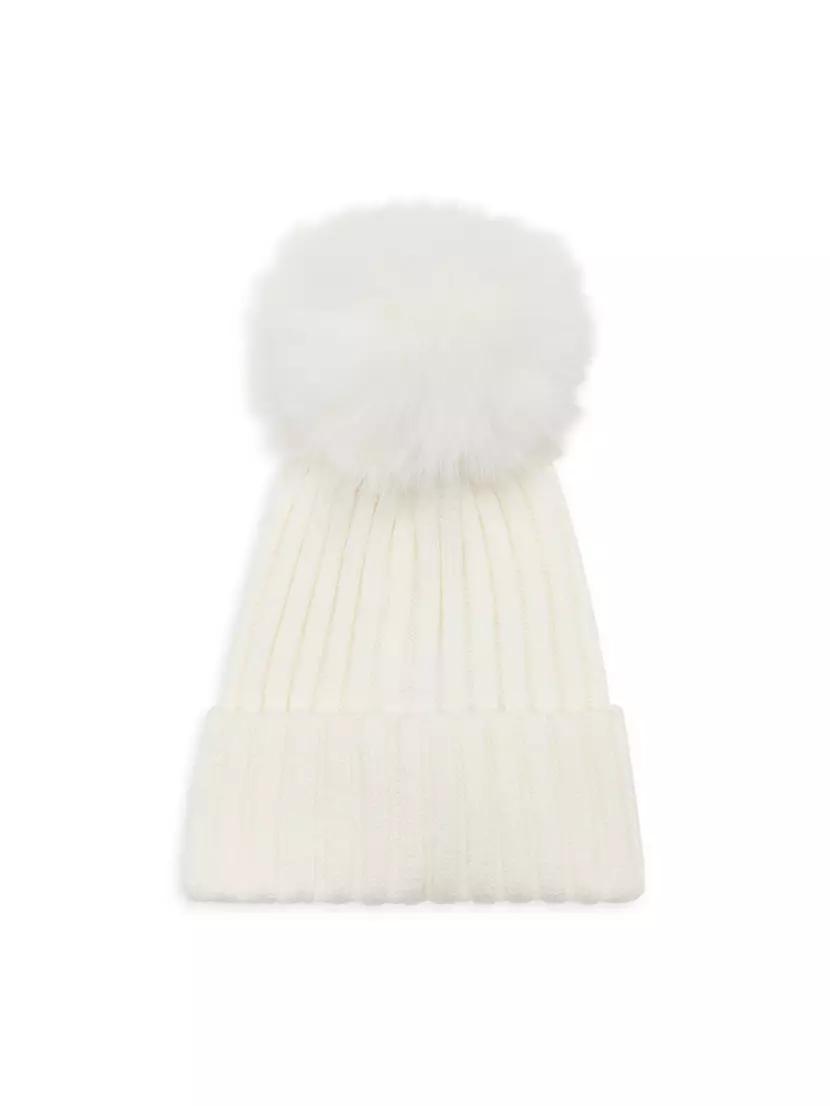 Wool Beanie with Faux Fur Pom-Pom Product Image