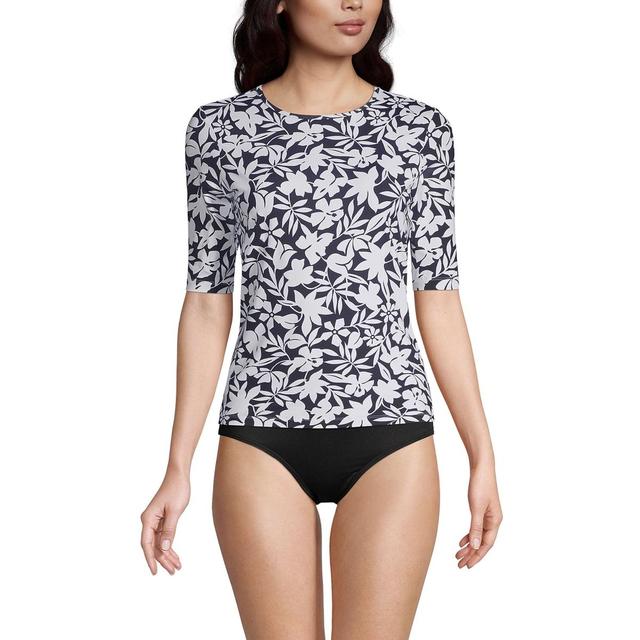 Womens Lands End UPF 50 Elbow-Sleeve Rash Guard Swim Tee Product Image