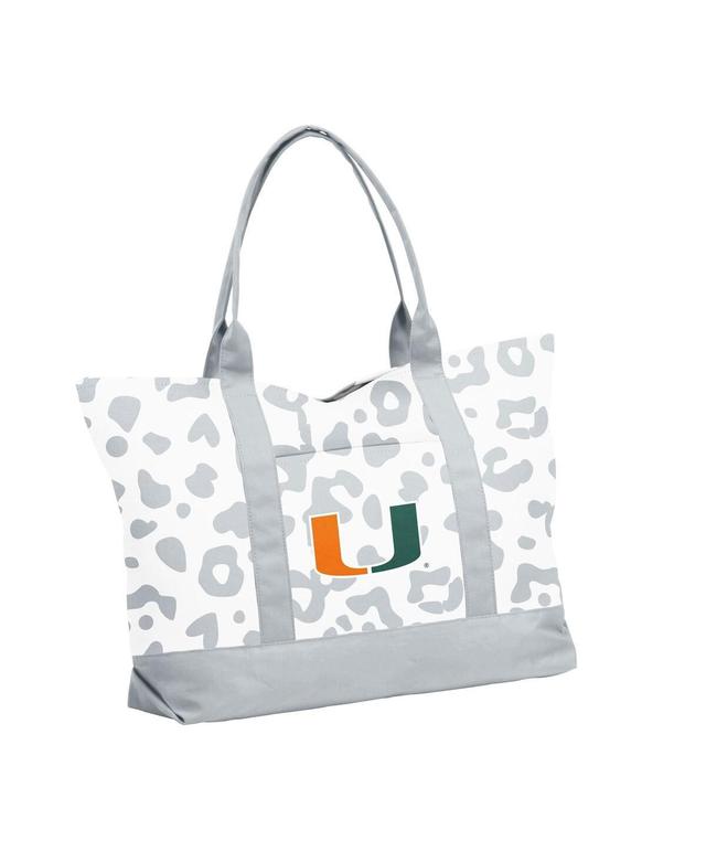 Womens Miami Hurricanes Leopard Pattern Tote - White Product Image