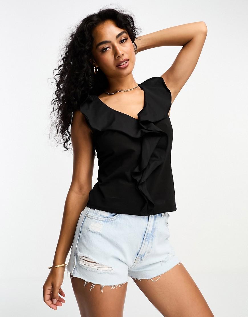 Mango ruffle detail sleeveless blouse Product Image