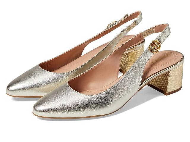 Cole Haan The Go-To Slingback Pump 45 mm (Gold Leather) Women's Shoes Product Image