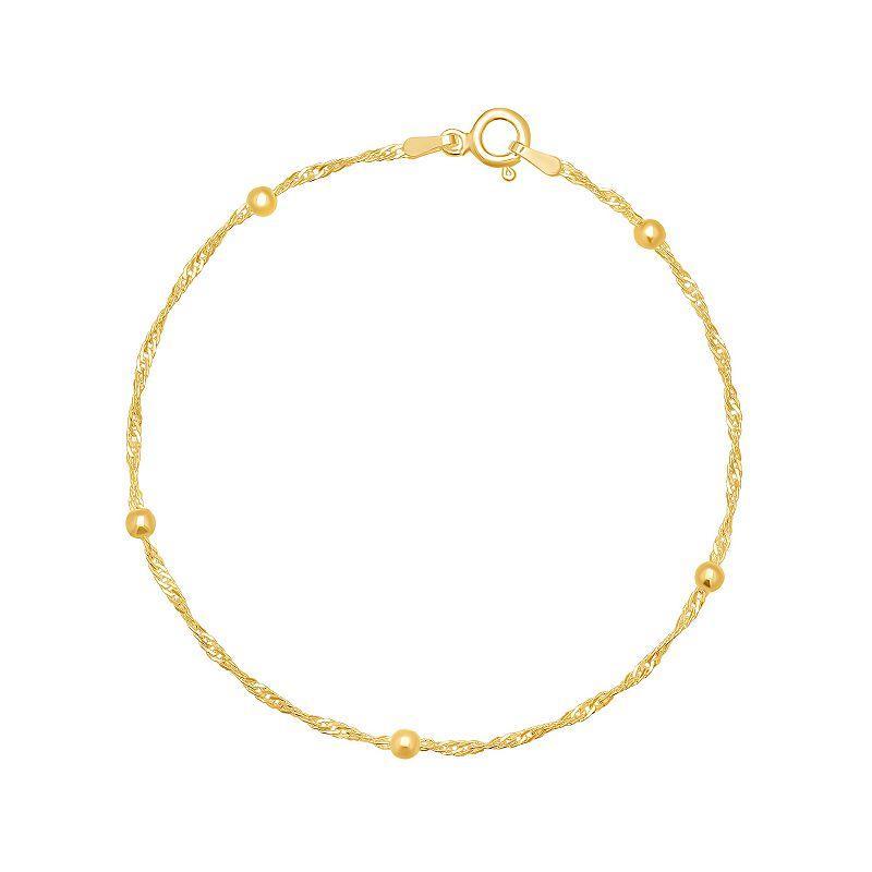 PRIMROSE 18k Gold Over Silver Beaded Chain Bracelet, Womens Gold Over Sterling Product Image