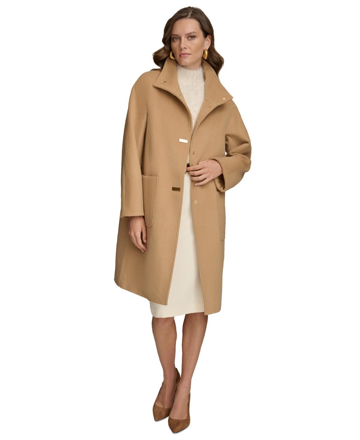 Donna Karan New York Womens Stand-Collar Single-Breasted Coat Product Image