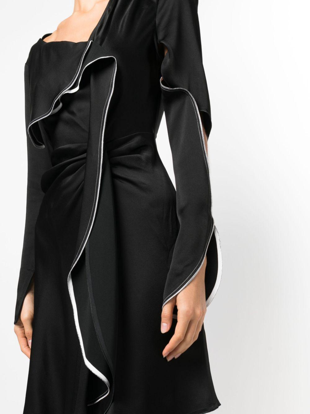 Asymmetric Draped Midi Dress In Black Product Image