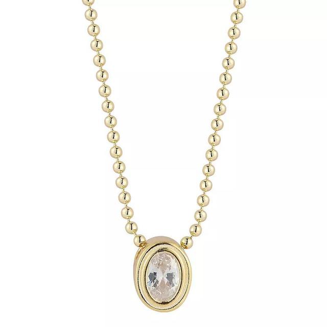 Sunkissed Sterling Oval Bezel Set Cubic Zirconia Pendant Necklace, Womens Gold Tone Product Image