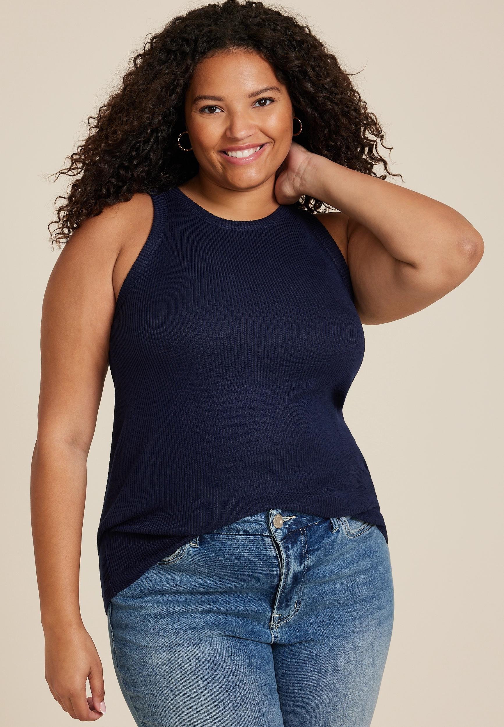 Maurices 3X Plus Size Womens 24/7 Cozy Highline Ribbed Tank Top Blue Product Image