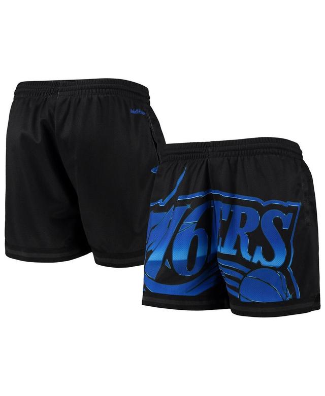 Womens Mitchell & Ness Black Philadelphia 76ers Big Face 4.0 Mesh Shorts Product Image