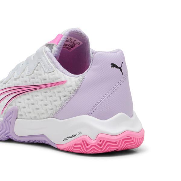 PUMA NOVA Elite Women's Court Shoes in Silver Mist/White/Vivid Violet Product Image