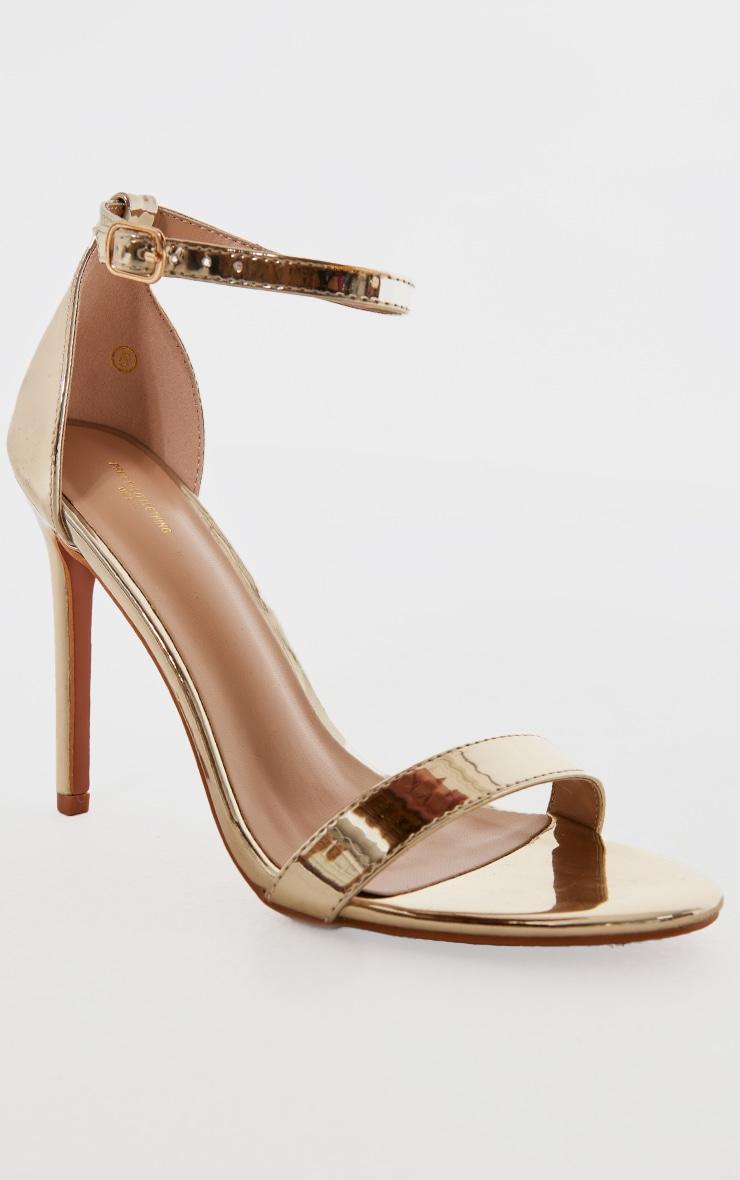 Gold Satin Point Toe Thin Stiletto Heeled Sandals product image