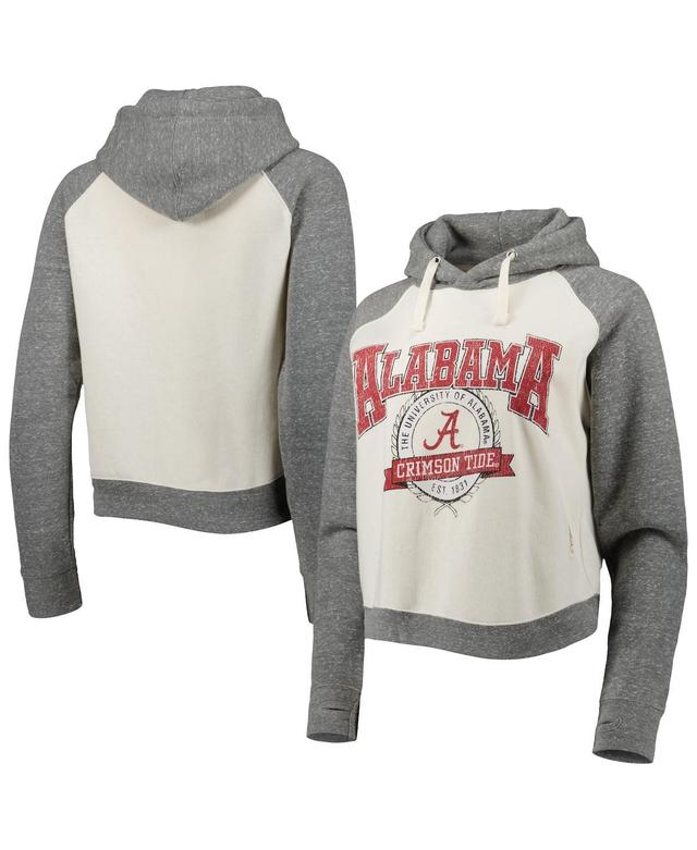 Womens Pressbox Cream/Heather Gray Alabama Crimson Tide Cody Tri-Bend Raglan Pullover Hoodie Product Image