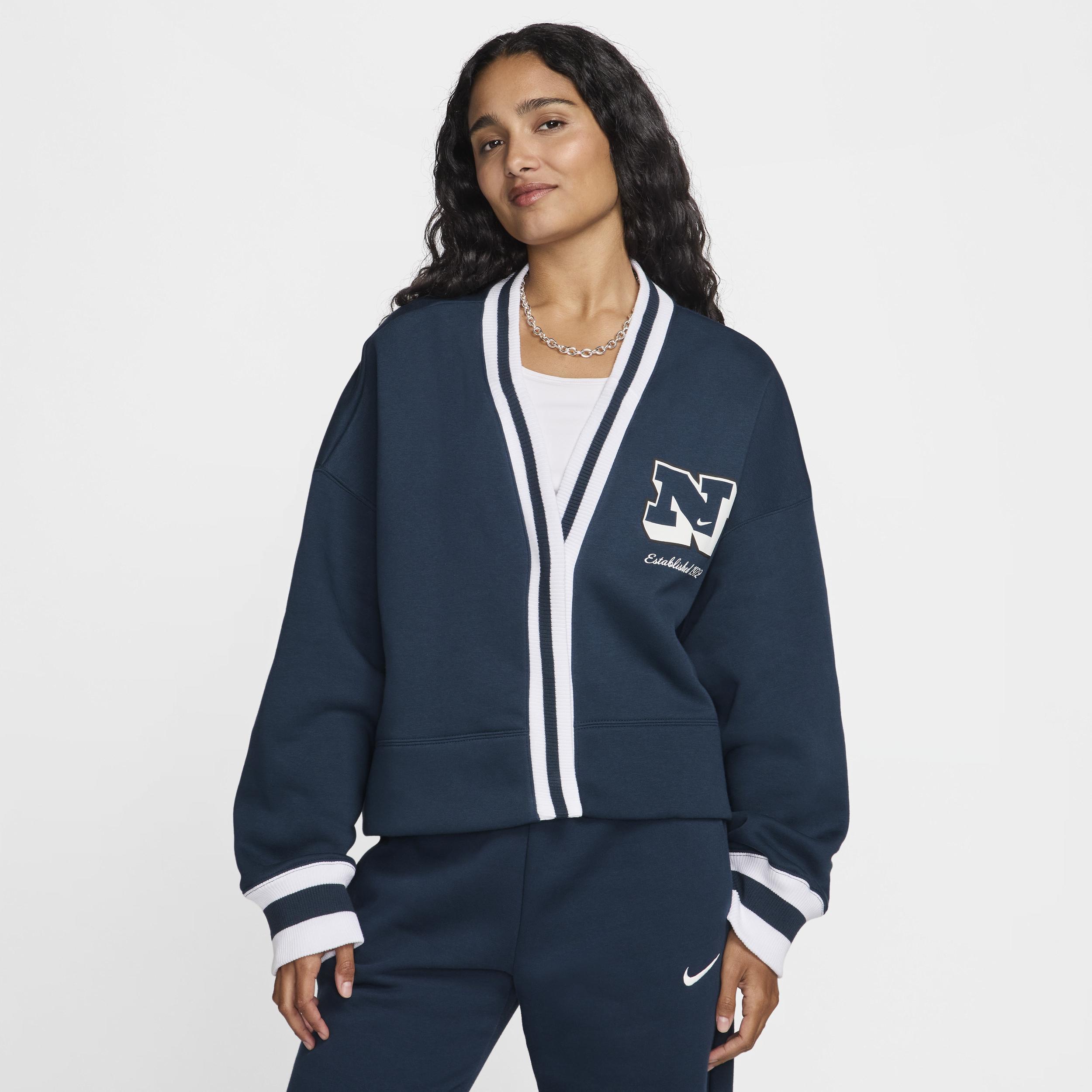 Nike Womens NSW Phoenix Fleece Heritage Cardigan - Navy/Grey Product Image