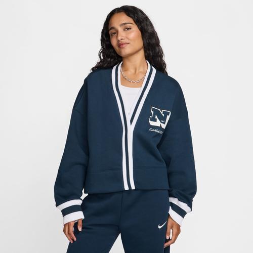 Nike Womens NSW Phoenix Fleece Heritage Cardigan - Navy/Grey Product Image