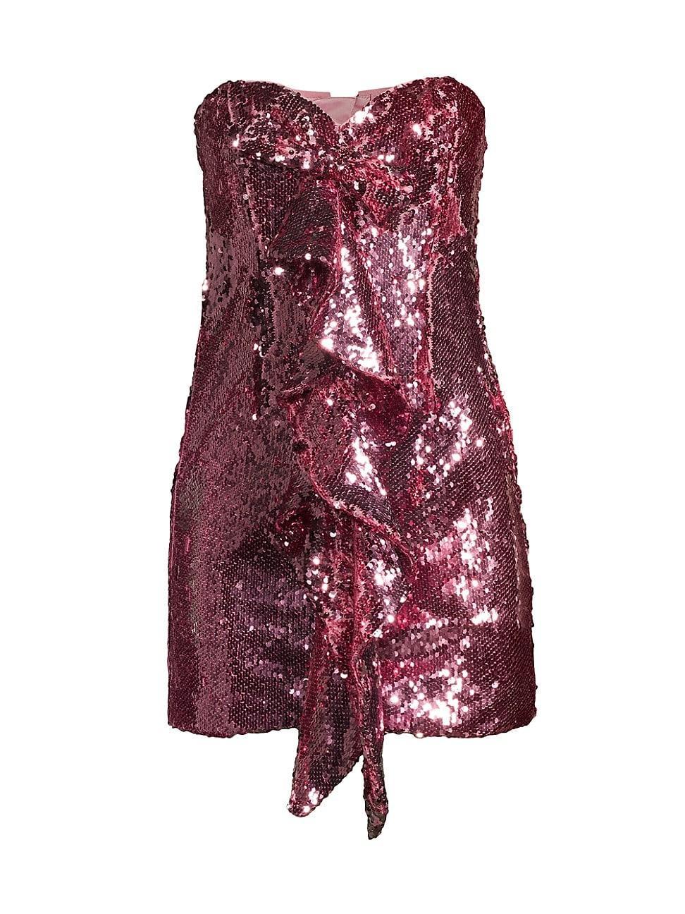 Womens Yolanda Sequined Ruffled Minidress Product Image