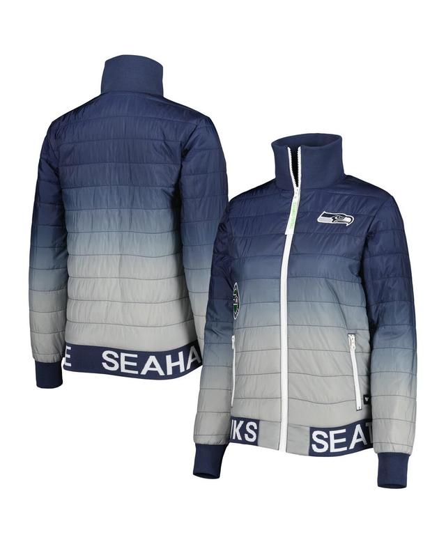 Womens The Wild Collective College Navy Seattle Seahawks Color Block Full-Zip Puffer Jacket - Navy Product Image