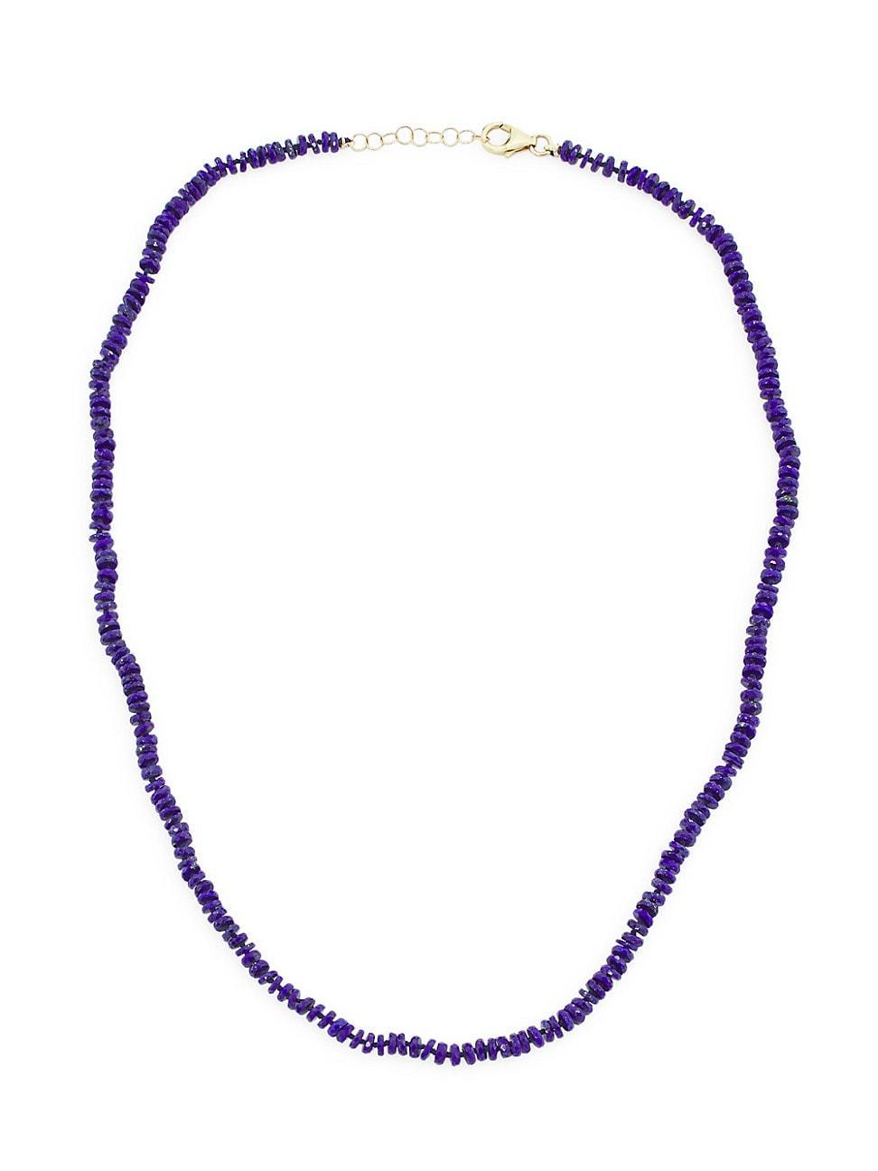 Womens 14K Yellow Gold & Lapis Lazuli Tire Beaded Necklace Product Image