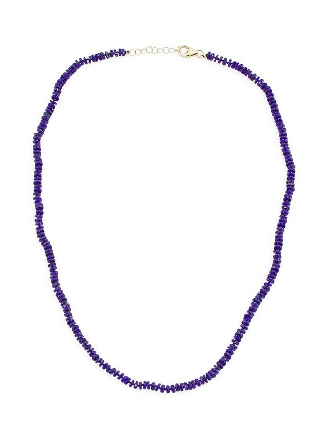 Womens 14K Yellow Gold & Lapis Lazuli Tire Beaded Necklace Product Image