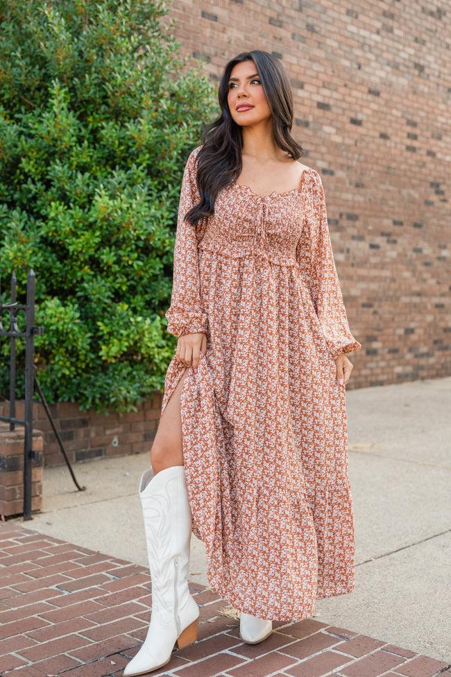 Light Of My Life Brown Ditsy Floral Maxi Dress Product Image