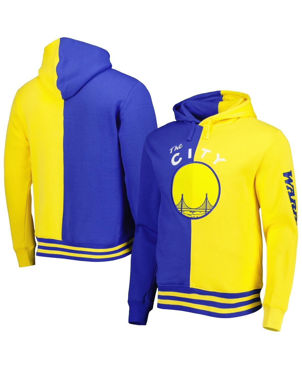 Mens Mitchell & Ness Royal Golden State Warriors Hardwood Classics Split Pullover Hoodie - Royal Product Image