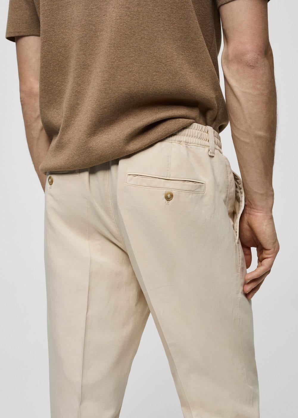 Mango Mens Linen-Blend Slim-Fit Drawstring Pants Product Image