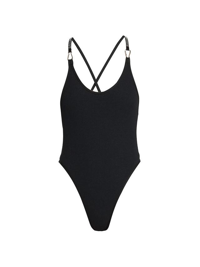 Womens Ribbed Microfiber One-Piece Swimsuit Product Image