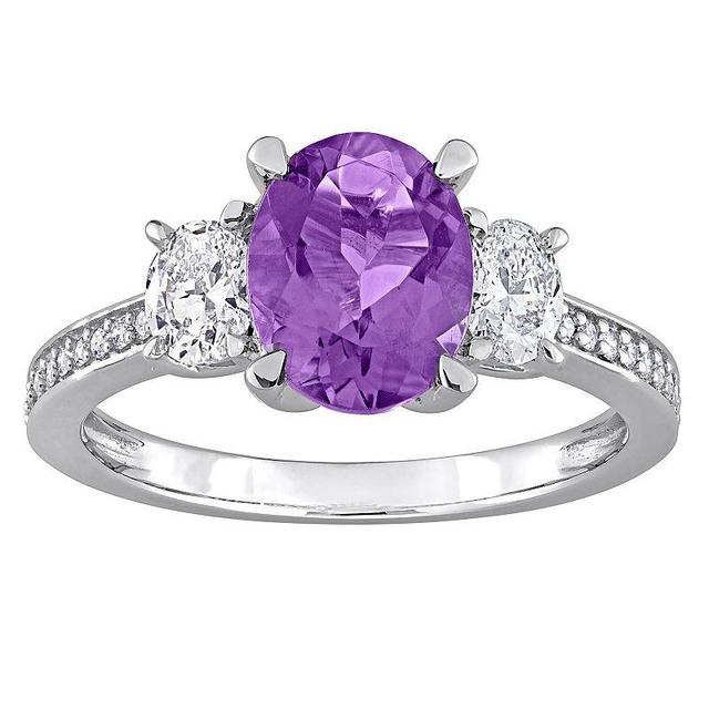 Stella Grace 14k White Gold Amethyst & 5/8 Carat T.W. Diamond 3-Stone Engagement Ring, Womens, 14k Whgold Product Image