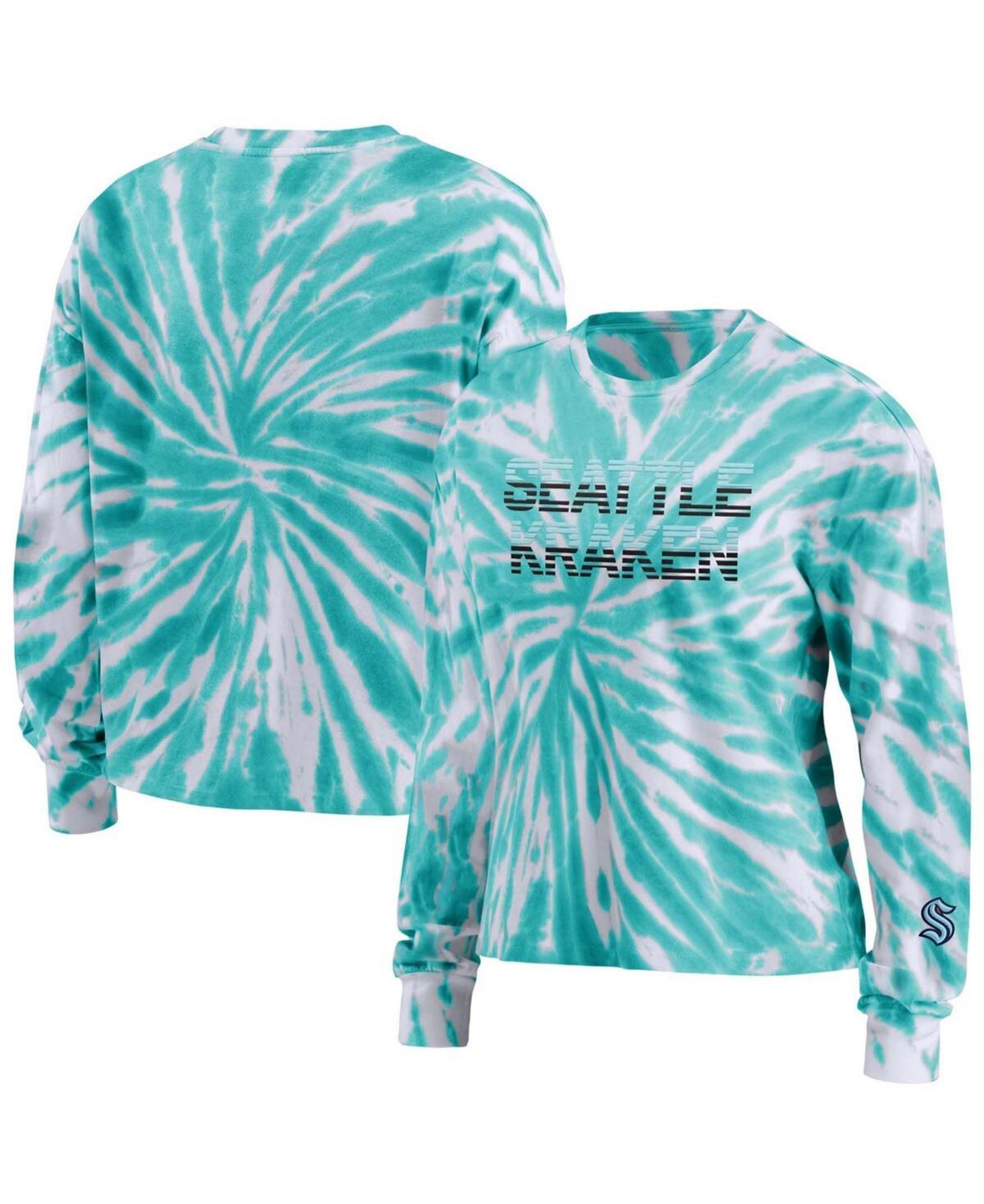 Womens Light Blue Seattle Kraken Tie-Dye Long Sleeve T-shirt Product Image