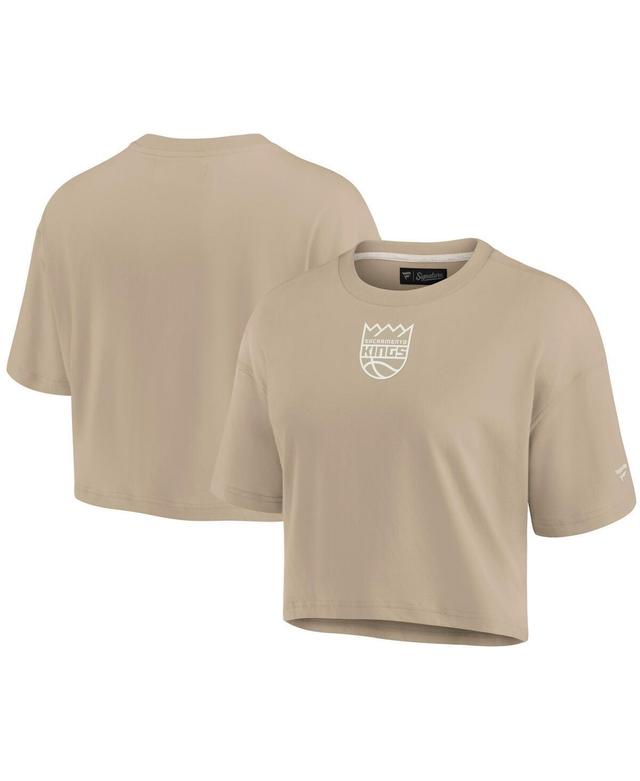 Womens Fanatics Signature Khaki Sacramento Kings Elements Super Soft Boxy Cropped T-Shirt Beig/Green Product Image