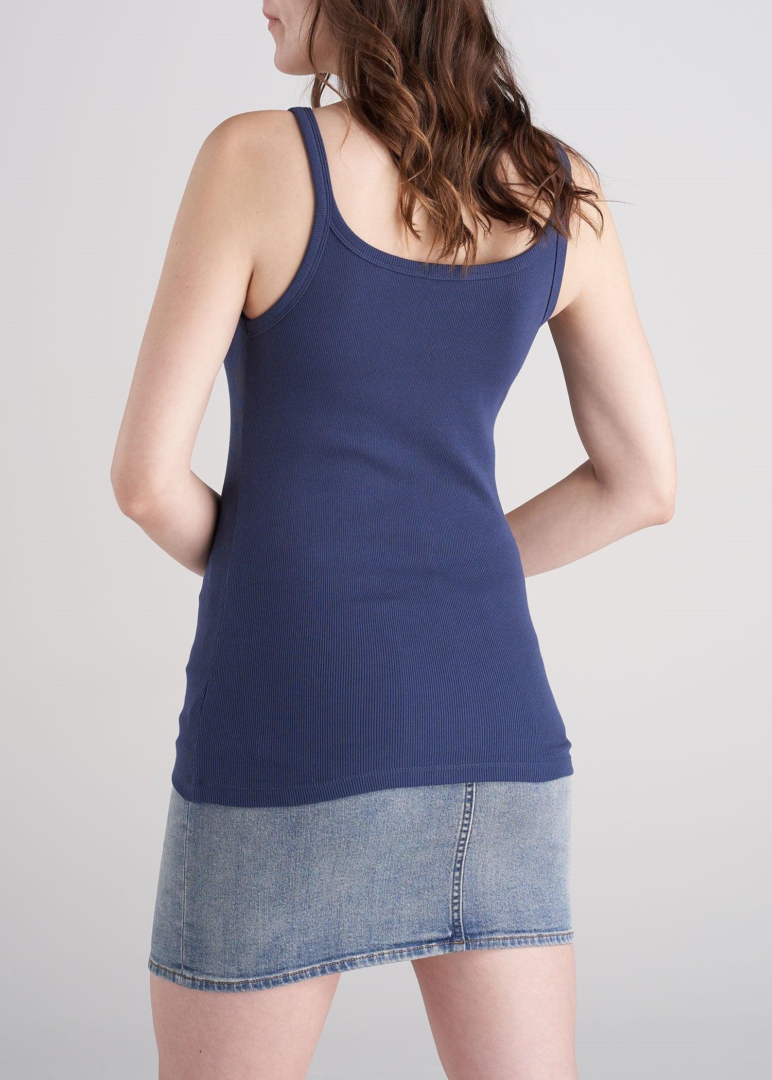 Ribbed Tank in Navy - Women's Tall Tank Tops Product Image