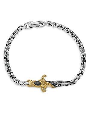 Mens Waves Dagger Bracelet with 18K Yellow Gold and Pav Black Diamonds Product Image