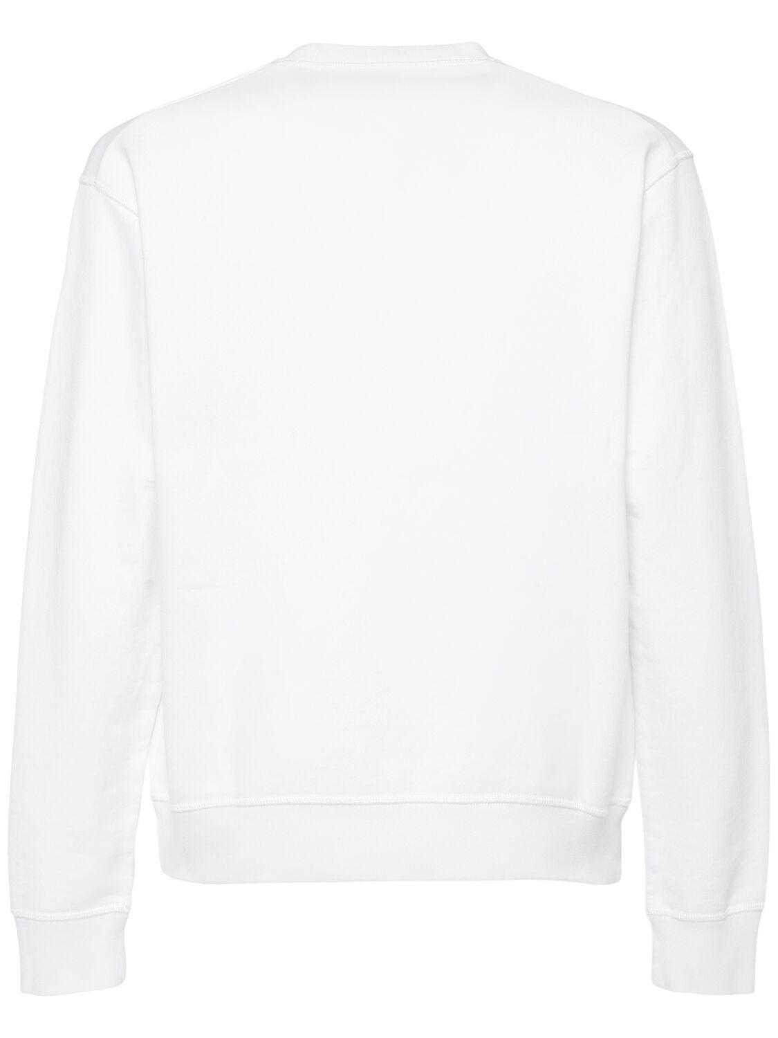 DSQUARED2 Cool Fit Cotton Crewneck Sweatshirt In White Product Image