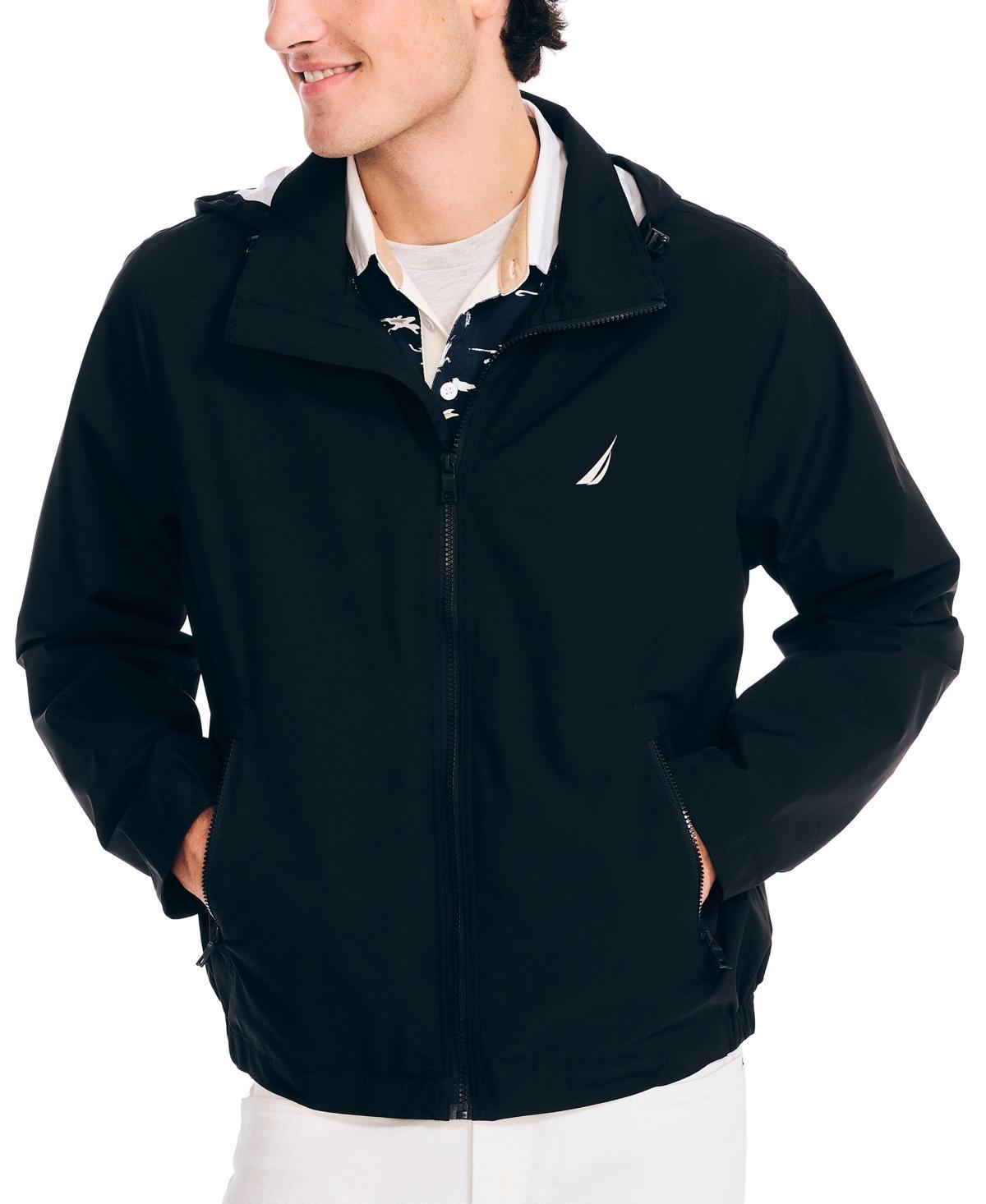 Nautica Mens Classic Rainbreaker Hooded Zip-Front Lightweight Jacket Product Image