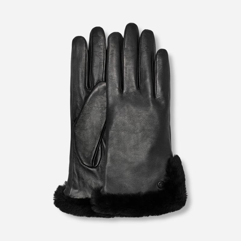 Ugg Shearling Trim Leather Gloves Product Image