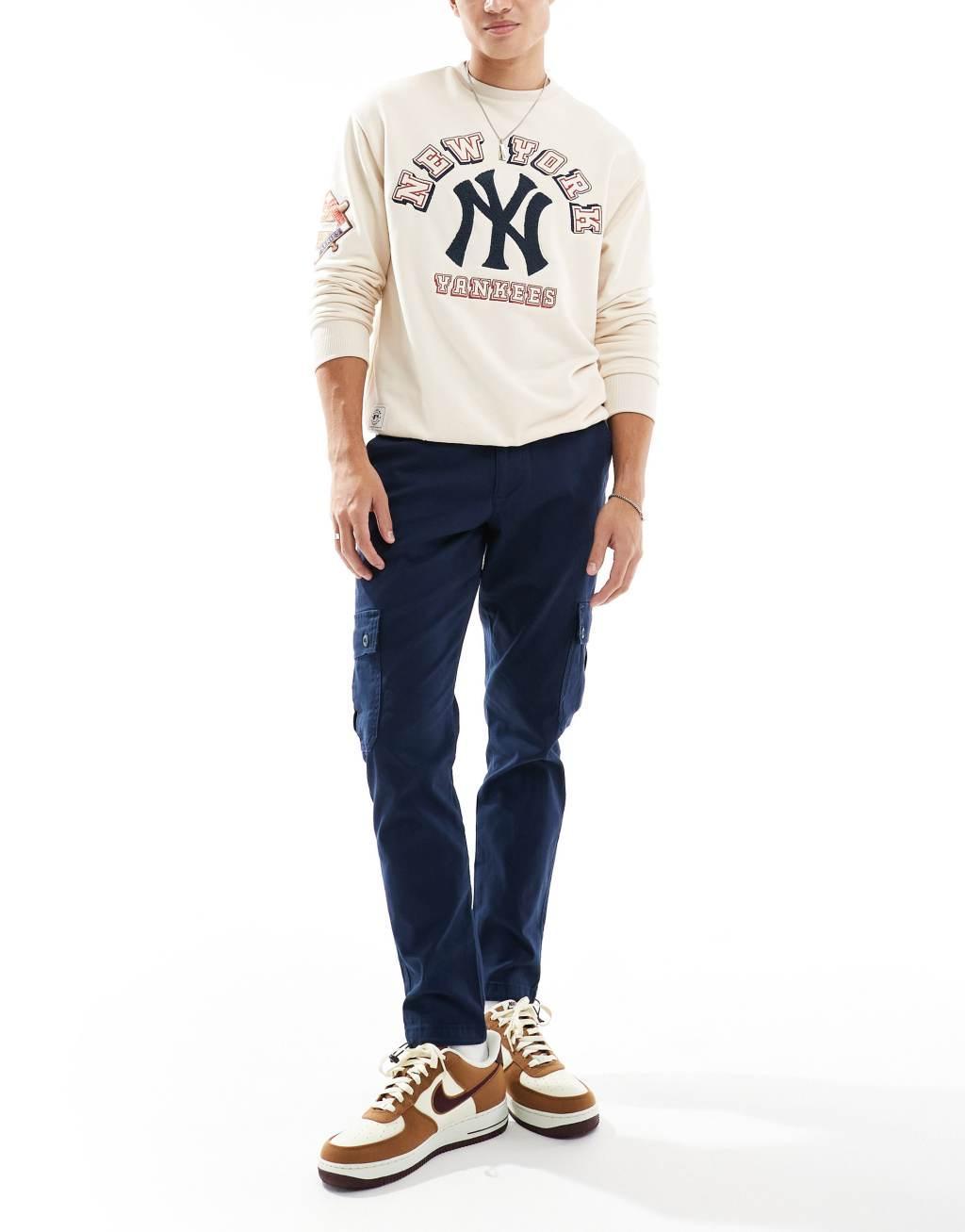 ASOS DESIGN tapered cargo pants in navy product image