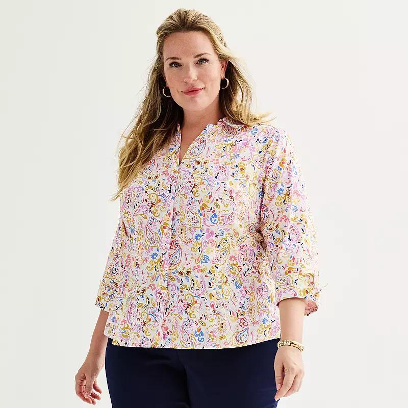 Plus Size Croft & Barrow Tailored Button Front Shirt, Womens Product Image