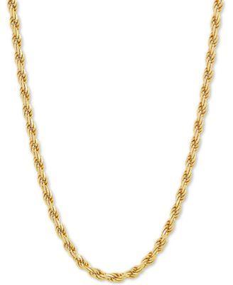 Rope Link Chain Necklace 18 24 In Sterling Silver Or 18k Gold Plated Sterling Silver 2 3 4mm Product Image