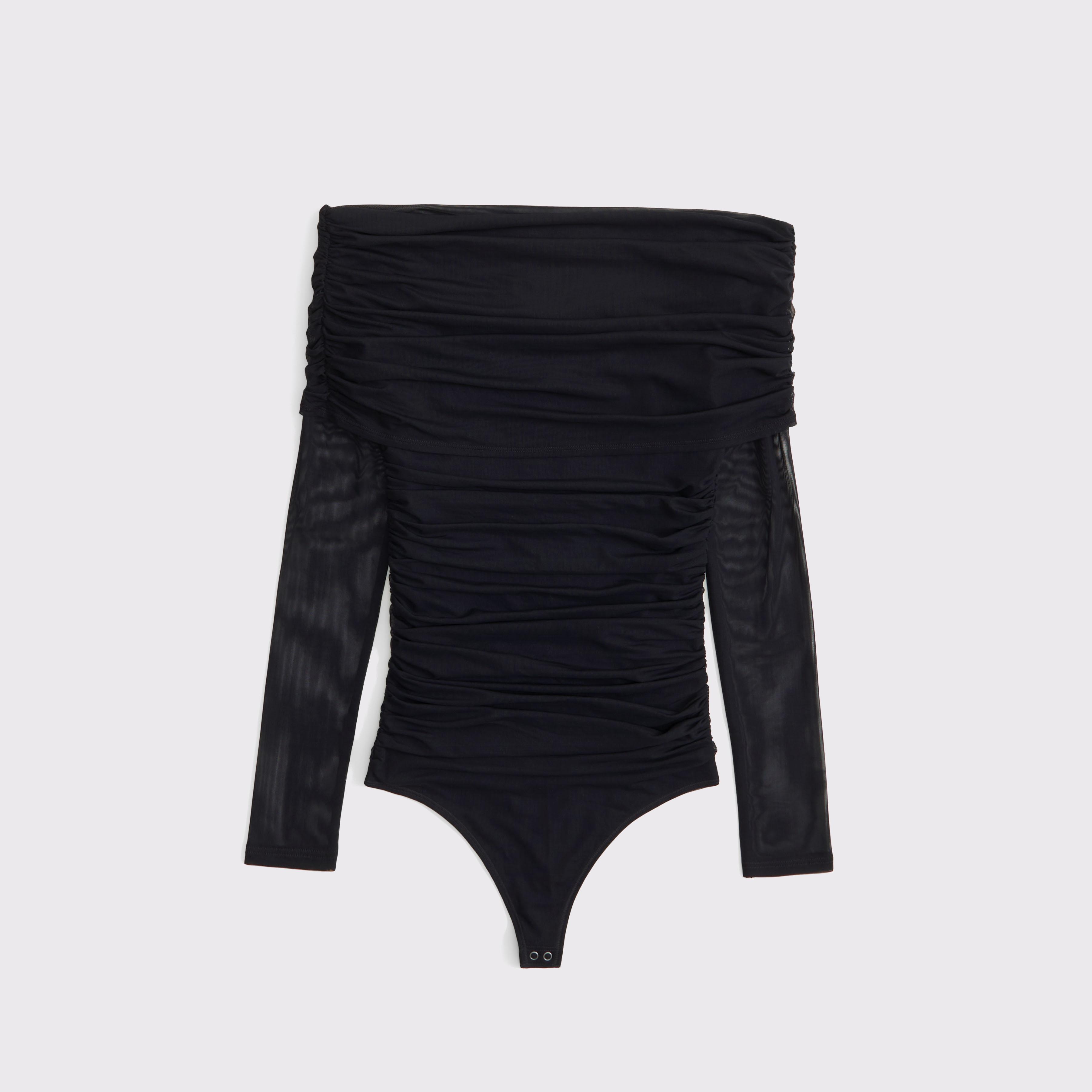 Long-Sleeve Mesh Foldover Bodysuit Product Image