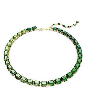 Swarovski Millenia Green Color Gradient Octagon Cut Collar Necklace in Gold Tone, 14.96-16.93 Product Image