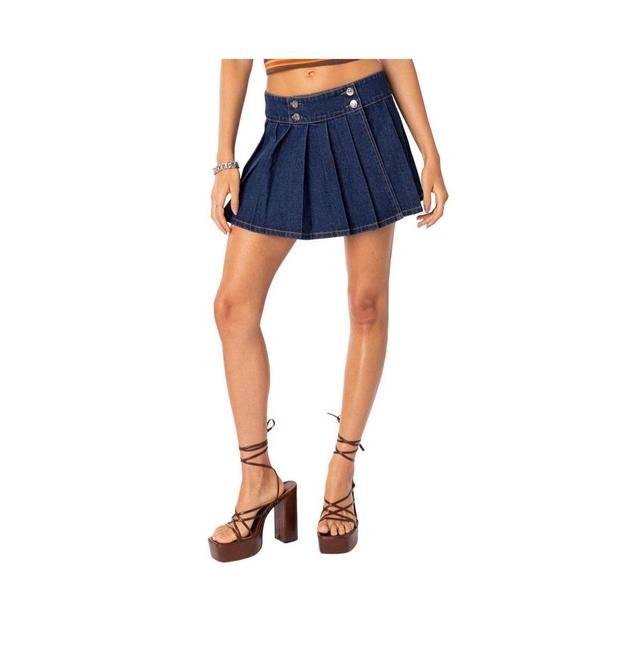 EDIKTED Amarae Pleated Denim Miniskirt Product Image